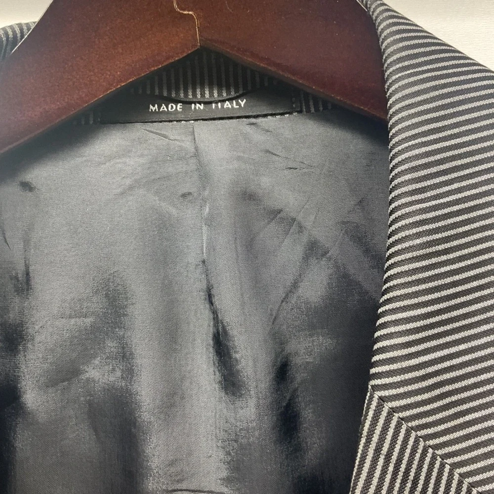 Armani Collezioni Nordstrom Pinstripe Blazer Jacket Made in Italy Black White